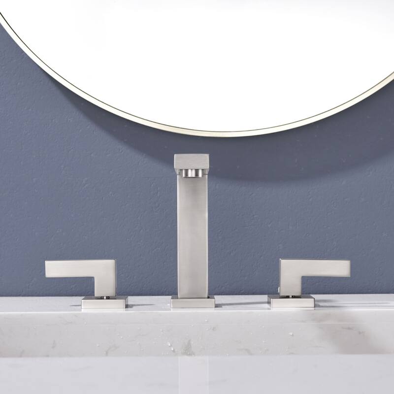 8 Inch Bathroom Faucet 3 Holes Two Handles Modern Luxury Widespread Bathroom Sink Faucet Tap with Water Supply Lines
