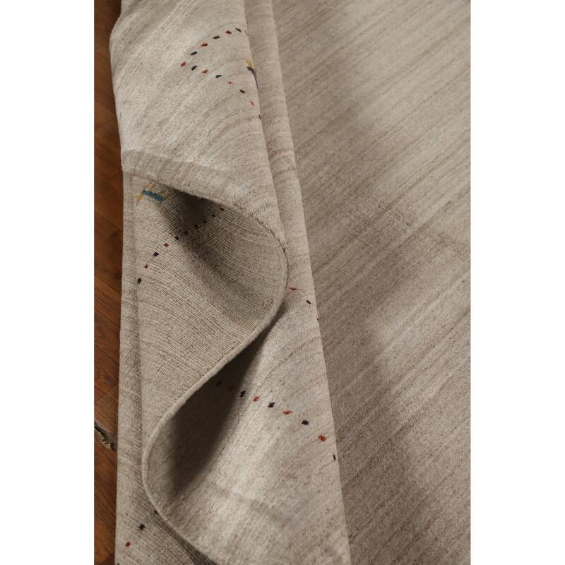 Hand Knotted Oriental 100% Wool Carpet Tribal Tribal Beige & Ivories Gabbeh Area Rug - 9' 5'' X 6' 7''
