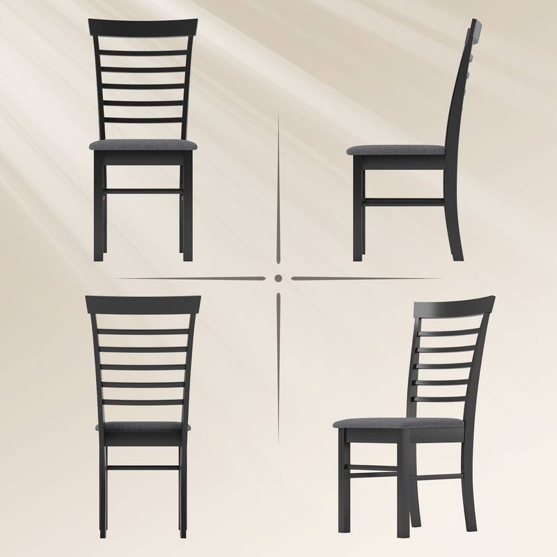 HOMCOM Wooden Dining Chairs Set of 4, Farmhouse Upholstered Kitchen Chairs with Rubber Wood Frame for Living Room, Dining Room