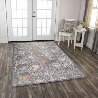 Alora Decor Sage Traditional Blue Wool Area Rug