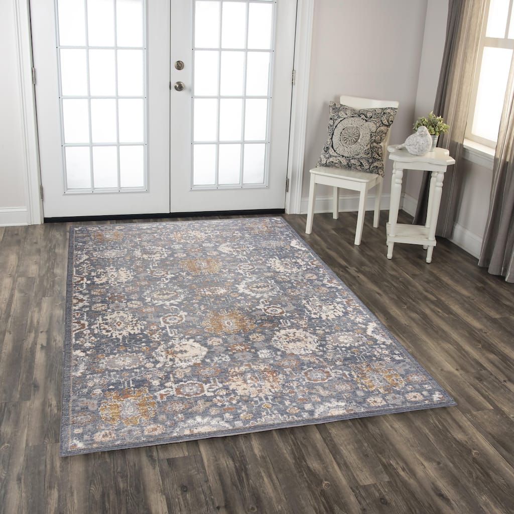 Alora Decor Sage Traditional Blue Wool Area Rug