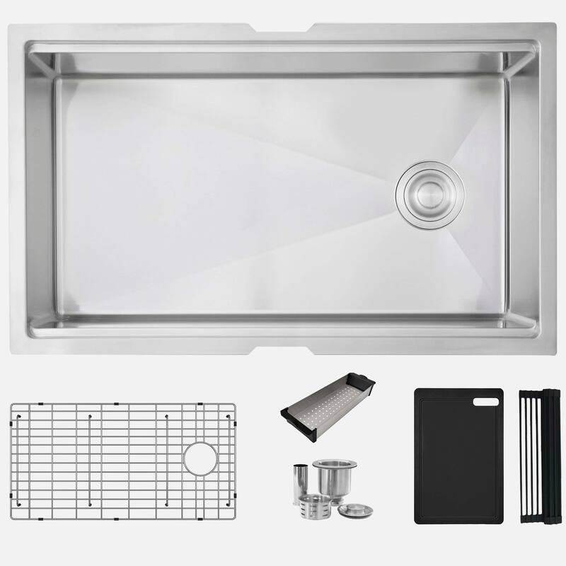 Undermount 33" Workstation Single-Bowl Stainless Steel Kitchen Sink