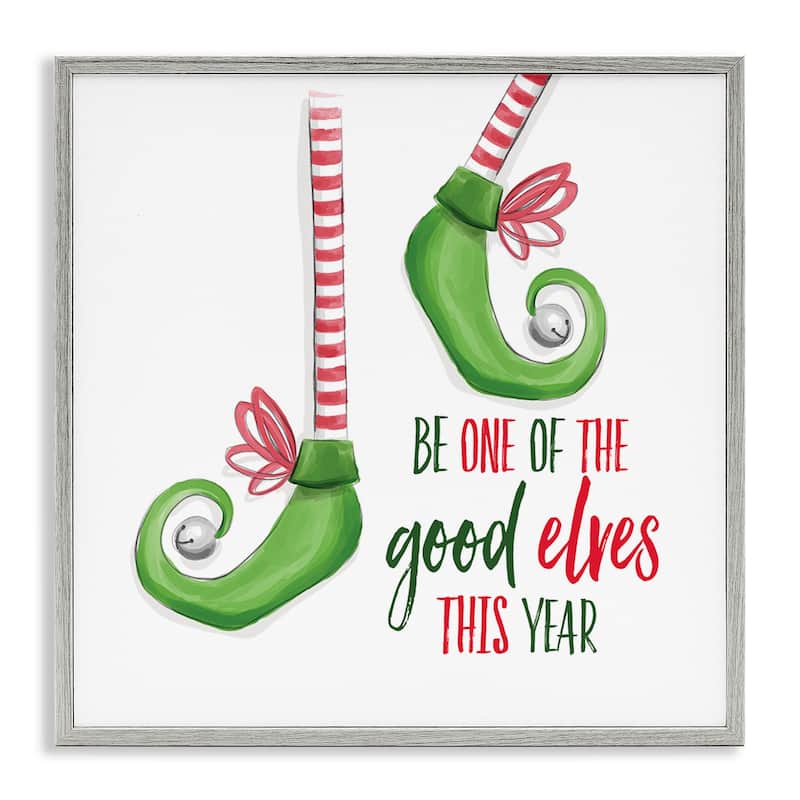 Stupell Festive Be A Good Elf Framed Giclee Art Design By Dogwood Portfolio - 24 x 24 - Grey