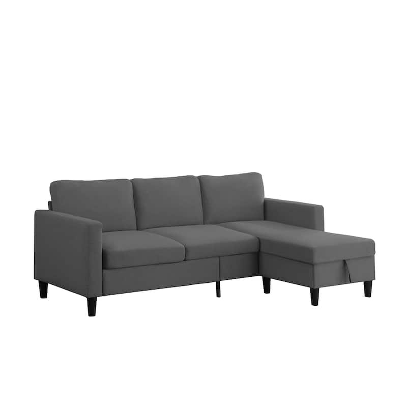 Marcus 77" Mid Century Reversible Sectional with Storage Ottoman