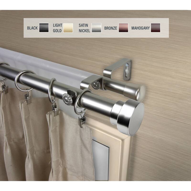 InStyleDesign Beret 1 inch Diameter Adjustable Double Curtain Rod - 120-170 inch - satin nickel
