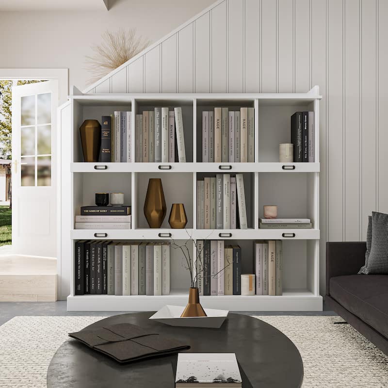 GDF Studio - Oxon Modern 10-Shelf Bookcase with Cubby Storage