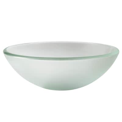 KRAUS 14 inch Frosted Round Glass Vessel Bathroom Sink