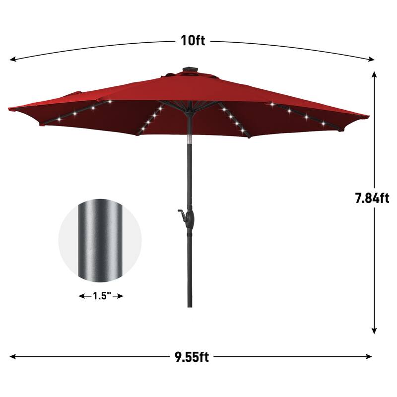 Autlaycil 10FT Solar Power LED Lights Patio Umbrella