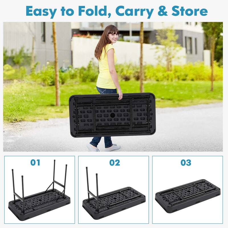 Costway 4 Foot Party Ice Cooler Folding Table Plastic with Matching - See Details