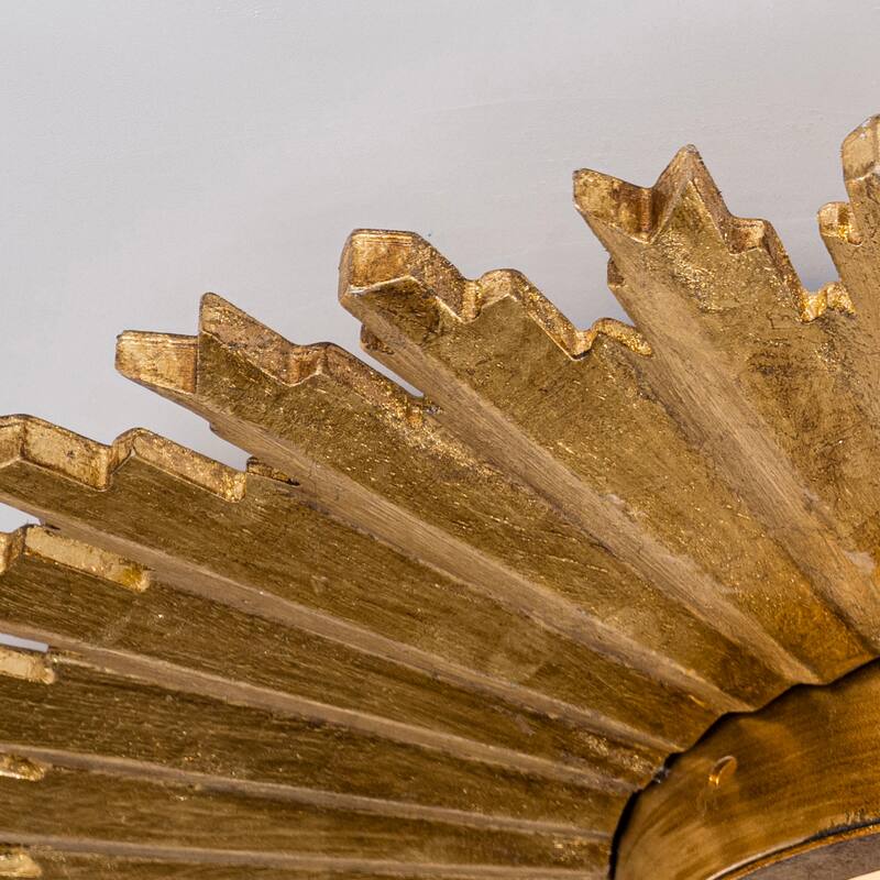 2-Light Gold Modern Handmade Wood Sunflower Shape Flush Mount Ceiling Light