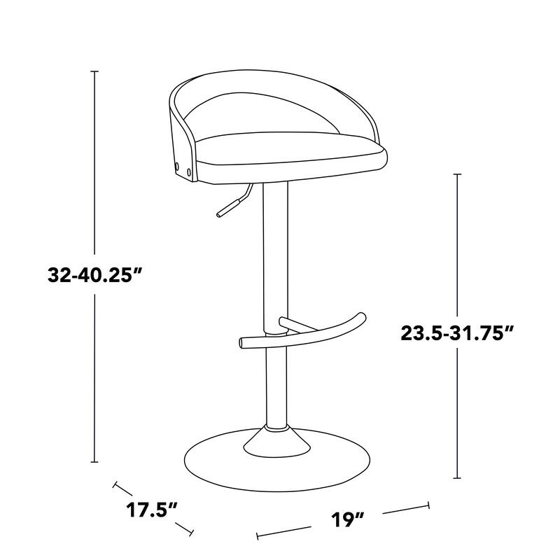 Carson Carrington Stavanger Adjustable Bar Stool with Rounded T Footrest (Set of 2)