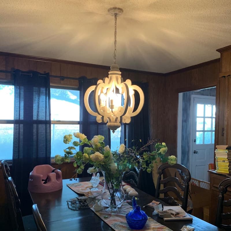 Bella Depot 6-Light Vintage Wood Lantern Chandelier Distressed Kitchen Pendant Lighting