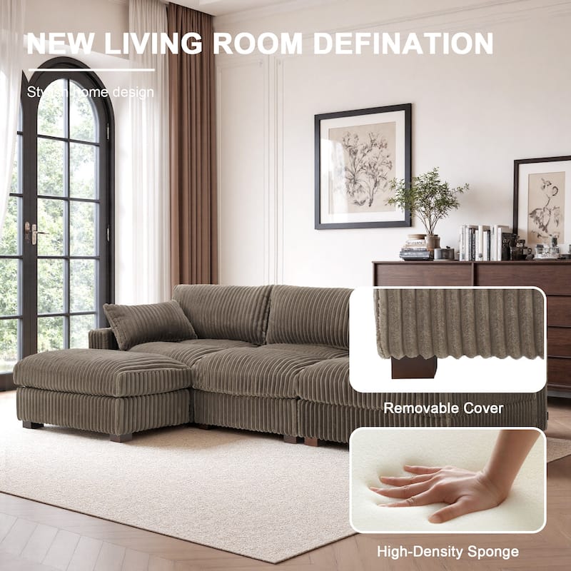 Oversized Plush Modular Sectional Sofa Set L Shaped Couch