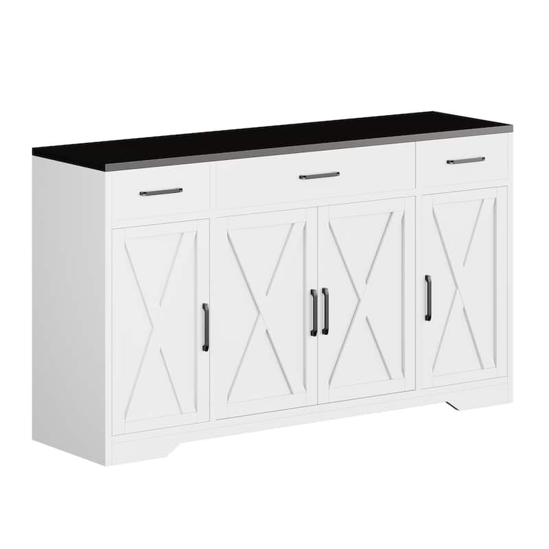 Modern Farmhouse Buffet Cabinet, Kitchen Cabinet with Adjustable Shelf