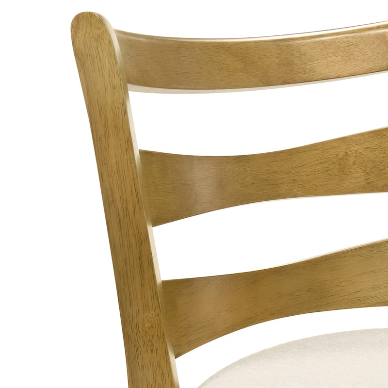 Melindra White Boucle Swivel Bar Stool, Upholstered Counter Stool with Solid Wood Legs