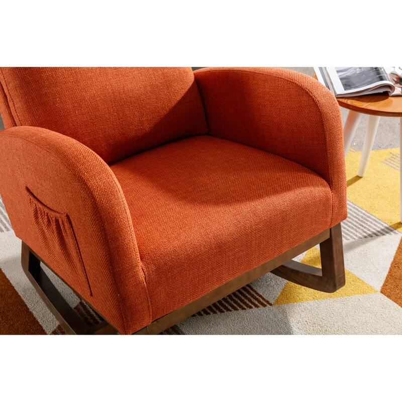 GDFStudio - Amelia Linen Upholstered Rocking Chair with Spacious Seat and Tall Back Design