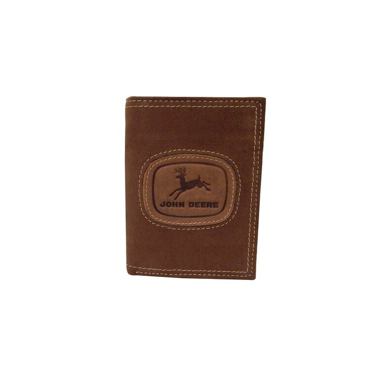 Men/'s John Deere Black or Brown Leather Trifold Wallet