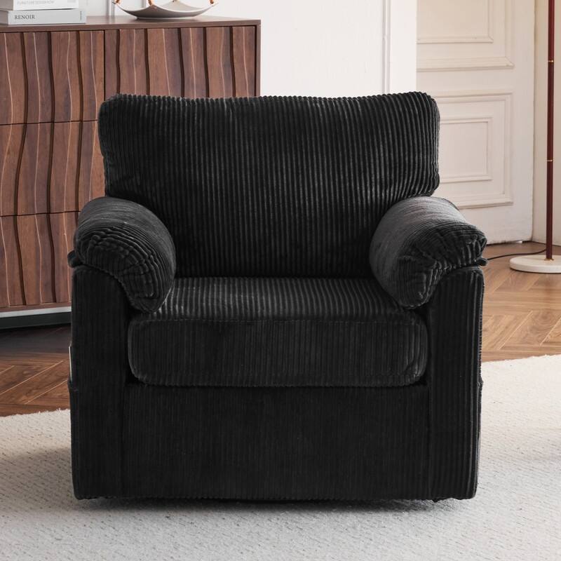 33" Corduroy Swivel Single Sofa Chair - Grey
