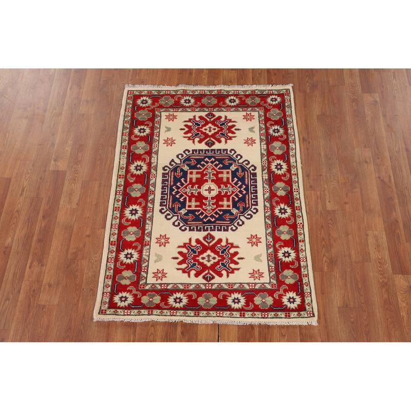 Kazak Oriental Accent Rug Handmade Wool Carpet - 3'0" x 4'0"