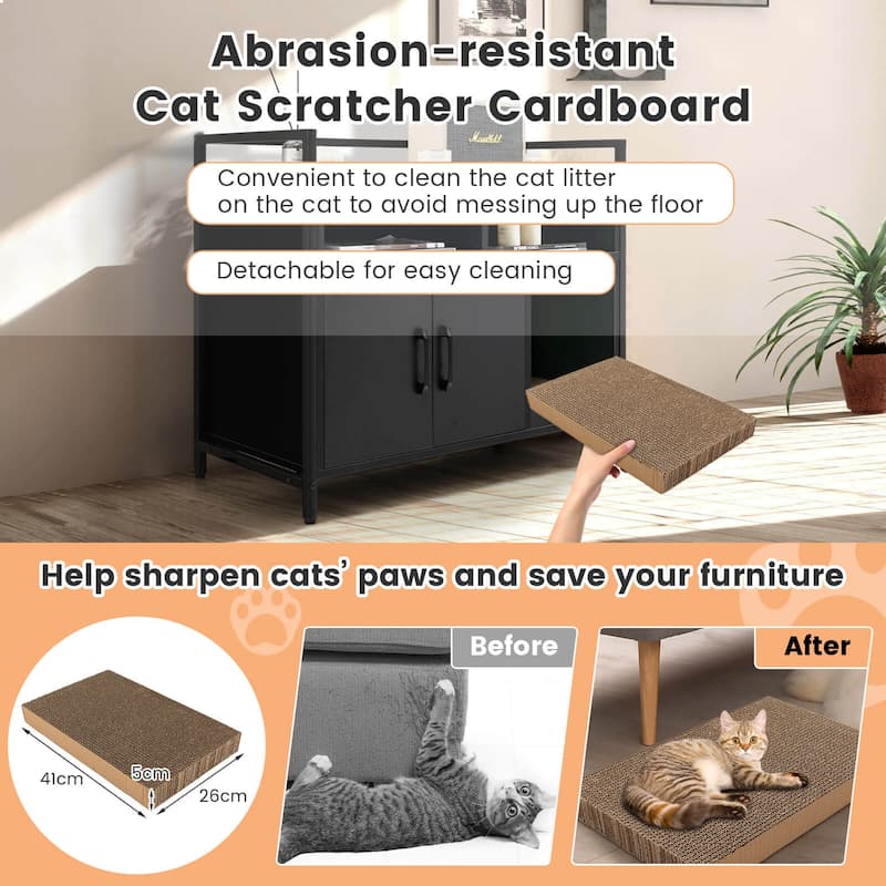 Hidden Cat Washroom with Double Doors and Scratch Cardboard