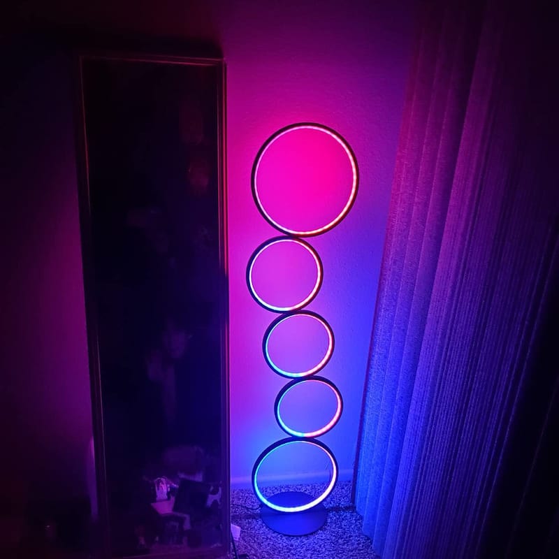 Five Rings RGB LED Circular Floor Lamp Ring Standing Lamp - N/A