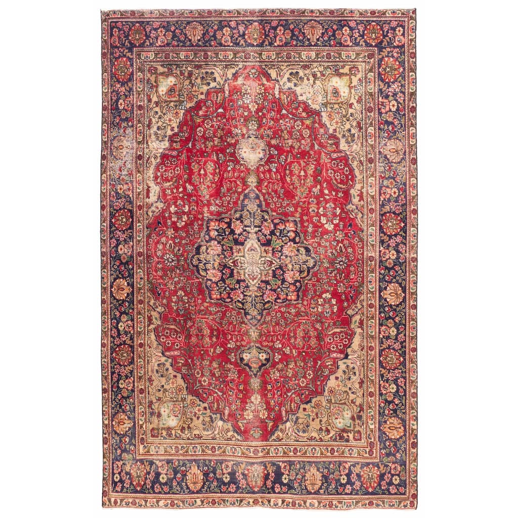 ECARPETGALLERY Hand-knotted Antalya Vintage Red Wool Rug - 6'5 x 10'1