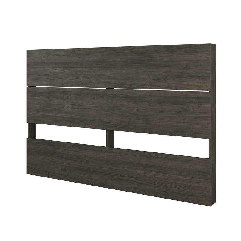 Pure Platform Bed with Headboard, Bark Grey and White