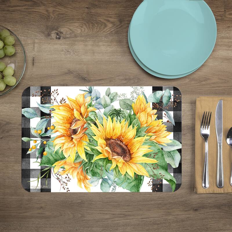 Reversible Wipe-clean Counterart Placemats Set of 4 - Sunflower Fields