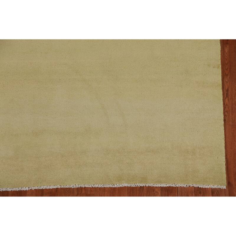 Hand Knotted Oriental 100% Wool Carpet Modern Solid Green Gabbeh Area Rug - 10' 4'' X 5' 4''