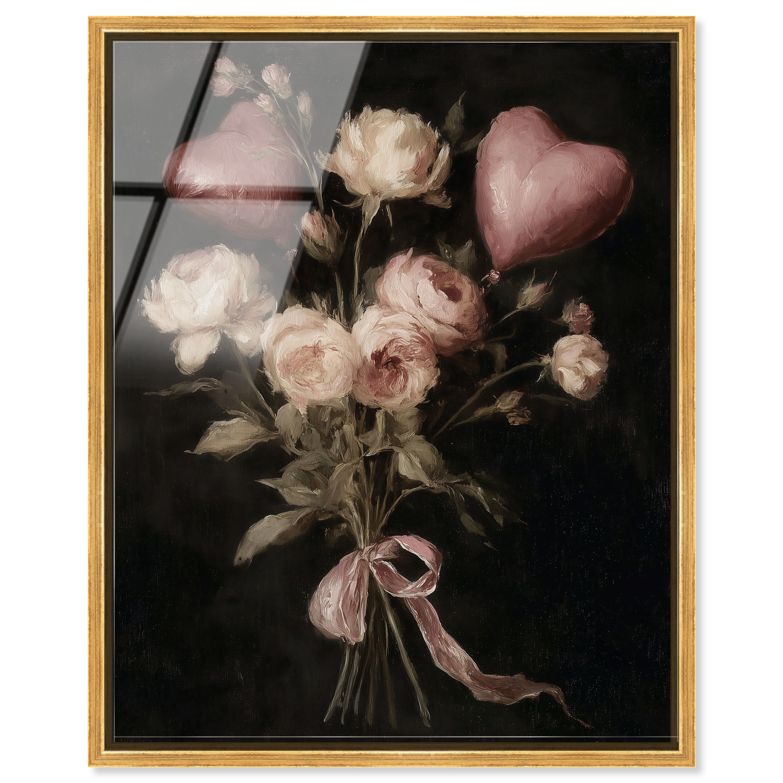 Velvet Hearts Dark Floral Wall Art Acrylic Print by Art Remedy