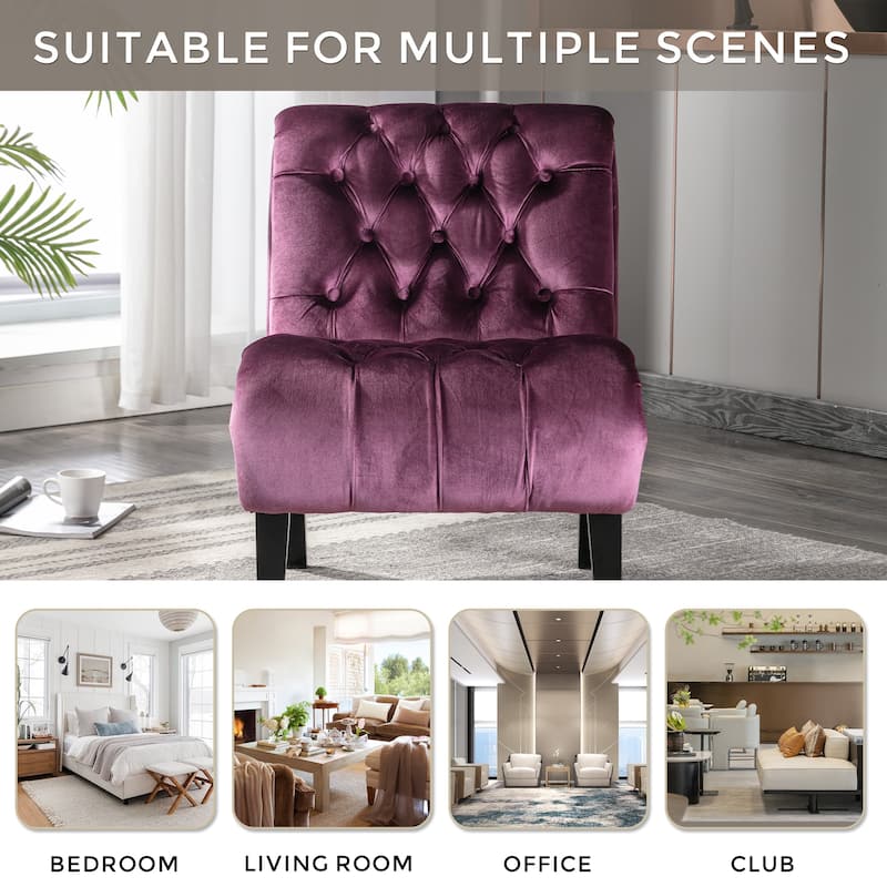 Modern Velvet Armless Living Room Chairs Set of 2