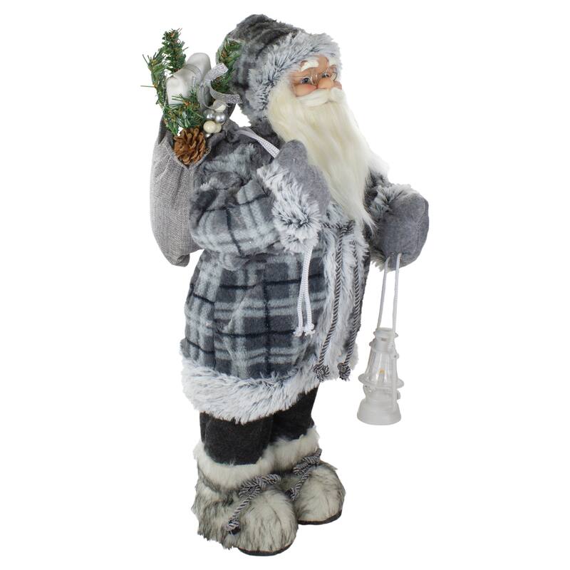 2' Standing Santa Christmas Figure Carrying a Lantern