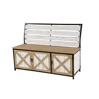 Brown Wood Farmhouse Storage Bench 35 x 48 x 19 - 48 x 19 x 35
