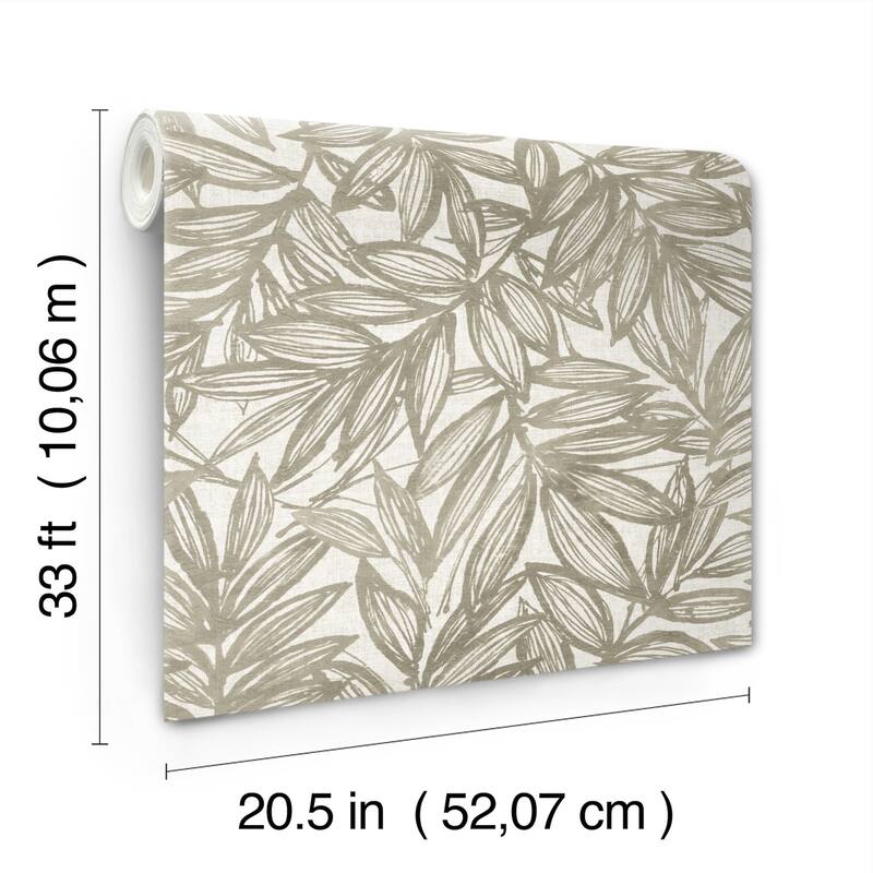 A-Street Prints Rhythmic Taupe Leaf Wallpaper