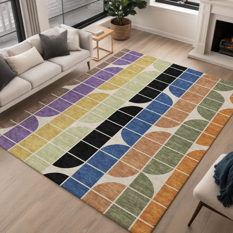 Machine Washable Indoor/ Outdoor Modern Finch Chantille Rug
