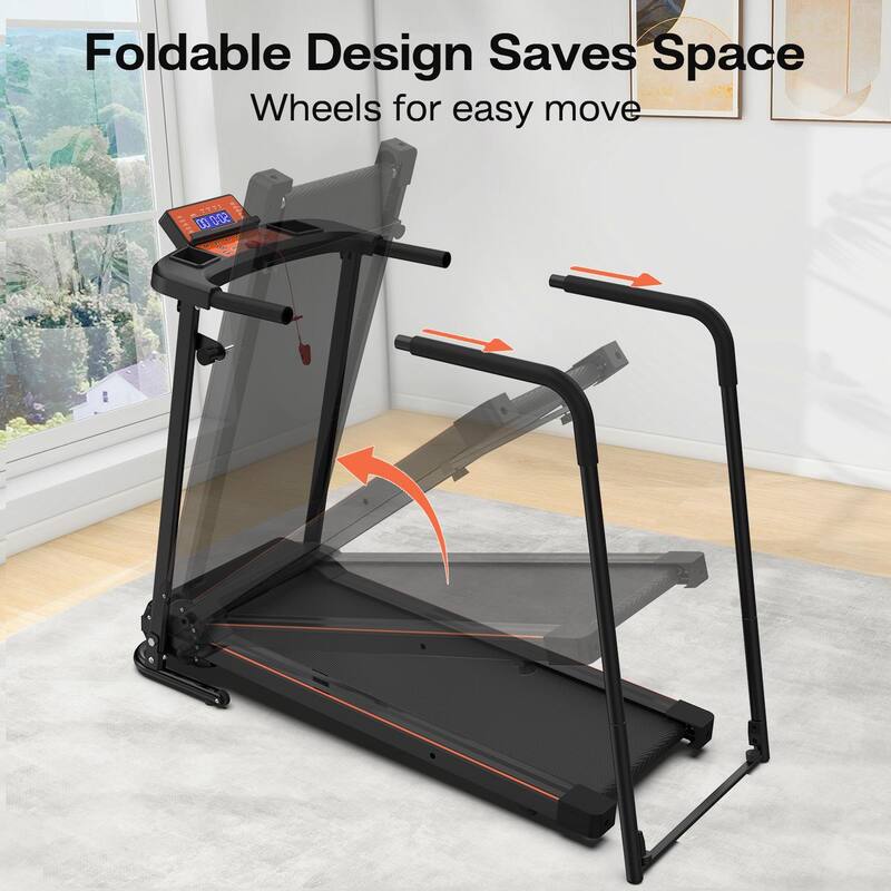 Walking Treadmills for Home, Extended Handrails for Recovery Fitness, Portable Foldable Treadmill