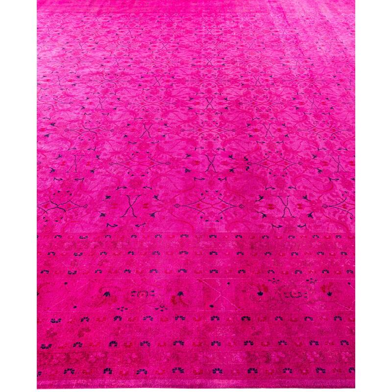 Overdyed One-of-a-Kind Hand-Knotted Area Rug - Pink - 12' 1" x 15' 3"