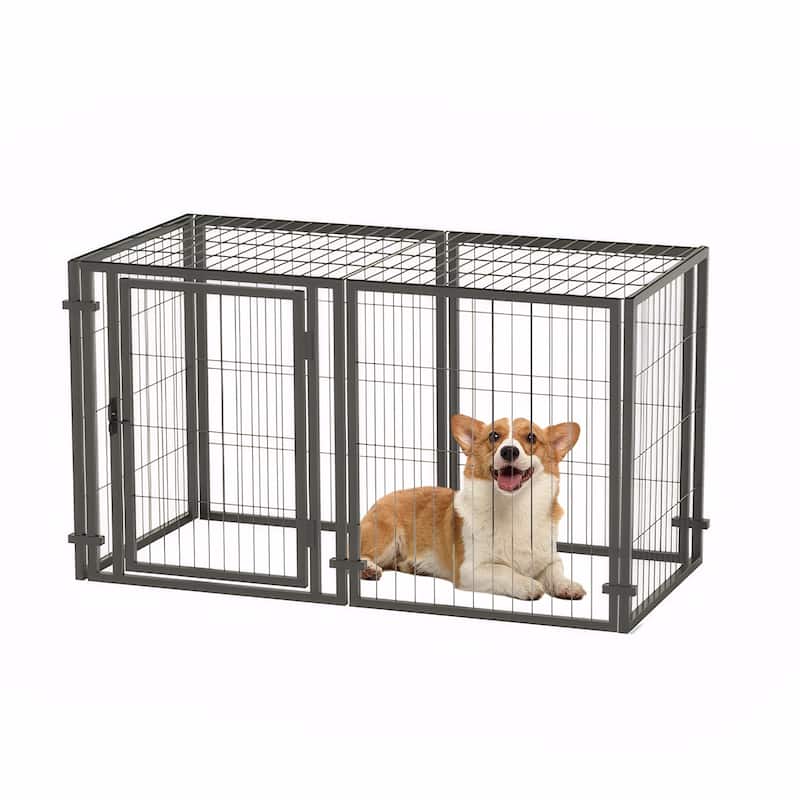 47.2" Dog Crate for Small Medium Large Dogs, Puppy Dog Playpen for Yard Indoor Outdoor Use, Pet Dog Cage Kennel - Black