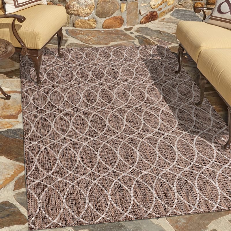 Outdoor Khence Collection Area Rug - Brown - 4'x6'