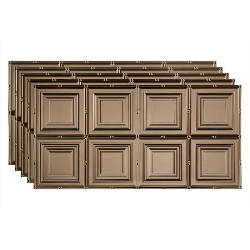 FASÄDE Portrait Decorative Vinyl 2ft x 4ft Glue Up Ceiling Panel in Argent Bronze (5 Pack) - 5 Pack - Argent Bronze