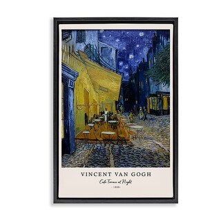 Stupell Classic Cafe Terrace At Night Framed Floater Canvas Wall Art ...