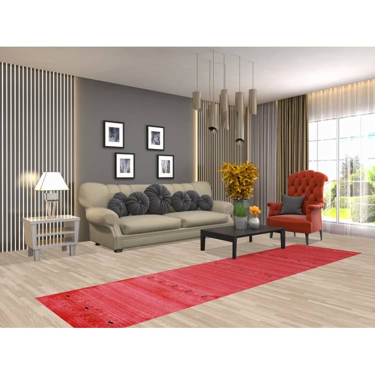 Striped Gabbeh Indian Runner Rug Handmade Wool Carpet - 2'6" x 10'0"