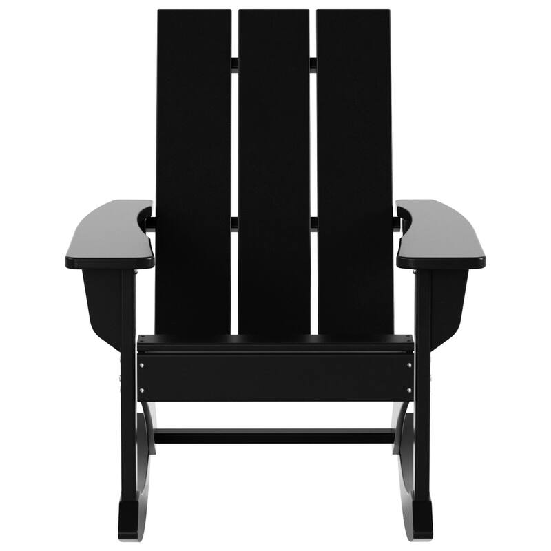 Shoreside Modern Eco-Friendly All Weather Poly Adirondack Rocking Chairs with Side Table (3-Piece Set)