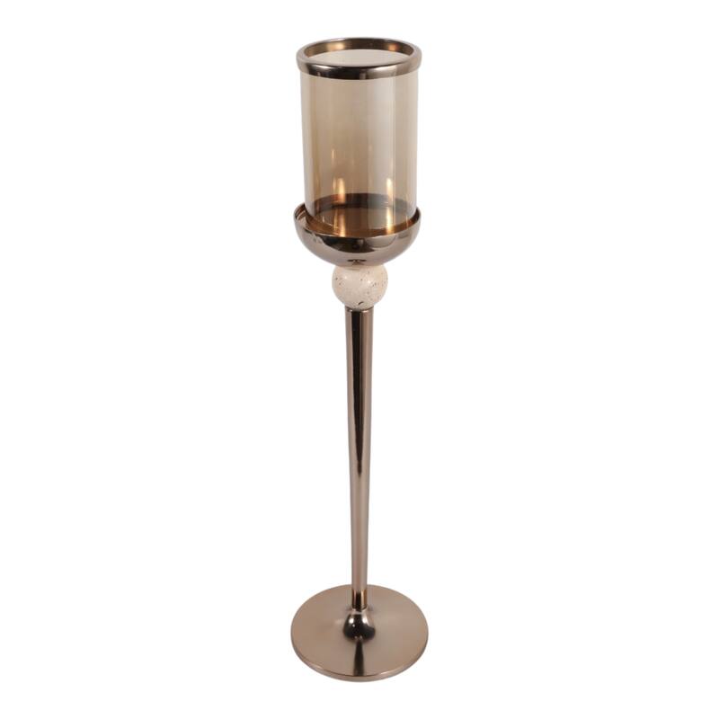 Metal Marble Floor Candle Holder Elegant Sculptural Hurricane