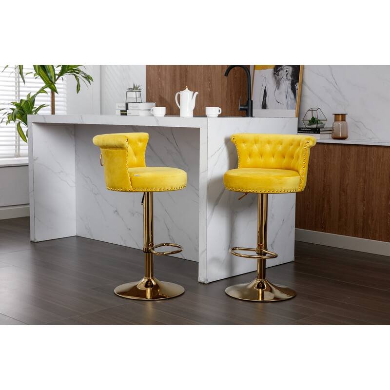 HOMEFUN Swivel Bar Stools Set of 2 Adjustable Counter Height Chairs with Footrest for Kitchen, Dining Room 2PC/SET