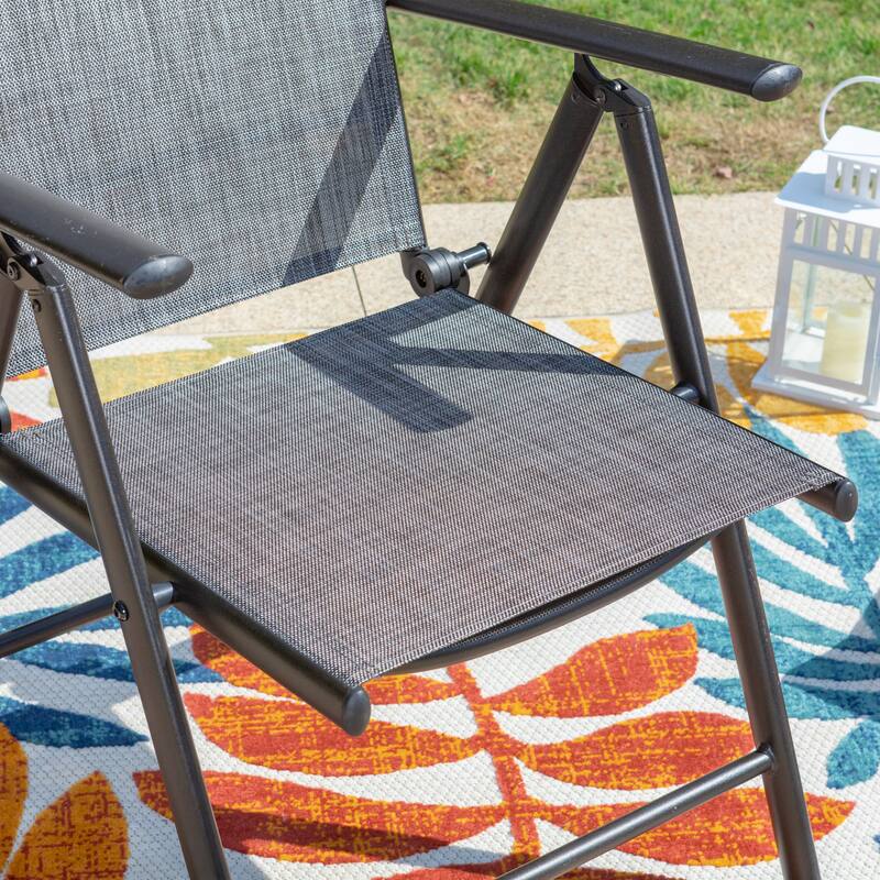 Patio Foldable Sling Three Colors Dining Foldable Chairs with 7 Levels Adjustable