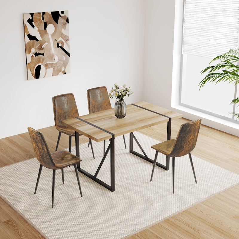 55"Rustic Industrial Rectangular Dining Table For 6 Person