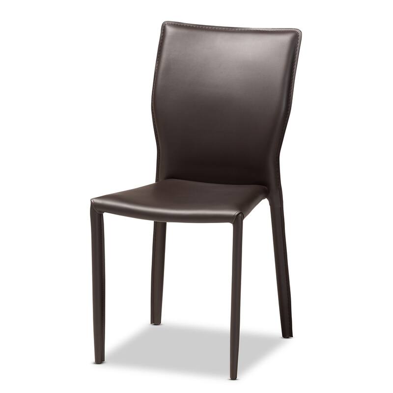 Modern Faux Leather Dining Chairs - 4 Piece Set - Dark Brown Upholstered Accent Chairs - 34.3" Height - 34.3