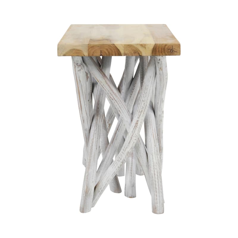 Solid Teak Wood Stump Accent Stick Table by East at Main