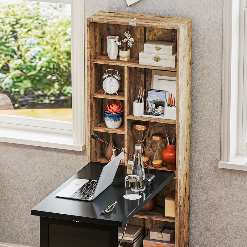 HOMCOM Convertible Folding Desk with Blackboard and Side Shelf Multi-Function Computer Office Workstation